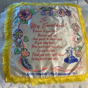 vintage satin Navy sweetheart pillow sham cover